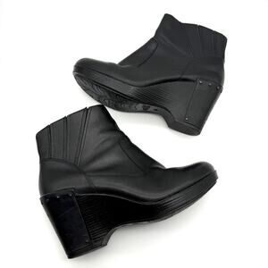 Dansko Faith Wedge Boot Black Leather EU 42 US 11.5-12
